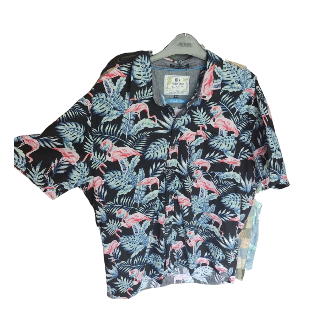 Men's‎ Flamingo Print Button-Up Shirt Tropical